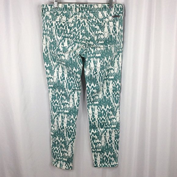 Lucky Brand Charlie Ankle Jeans Womens 10/30 Teal Ikat Aztec - Picture 3 of 8
